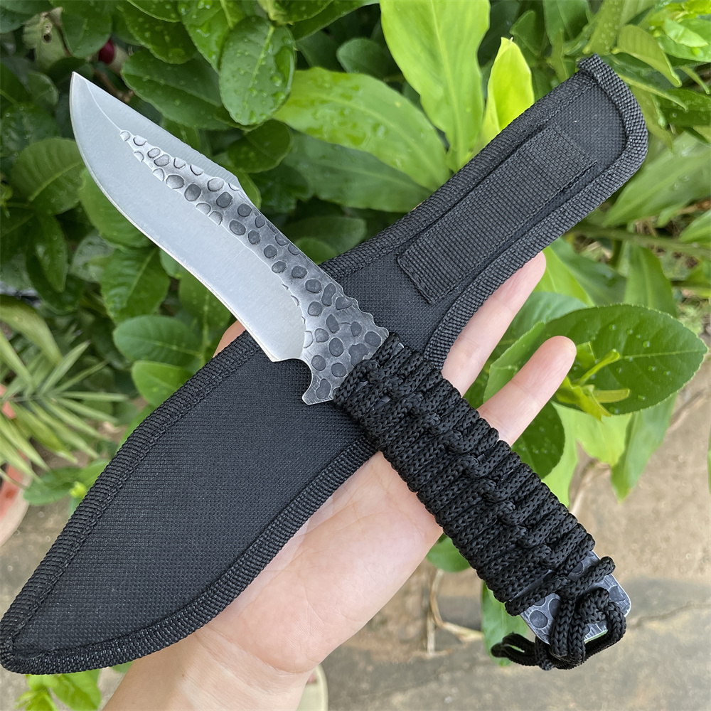 Edc Carry Fixed Blade Knife - Coltello tascabile con lama forgiata 8cr13mov,